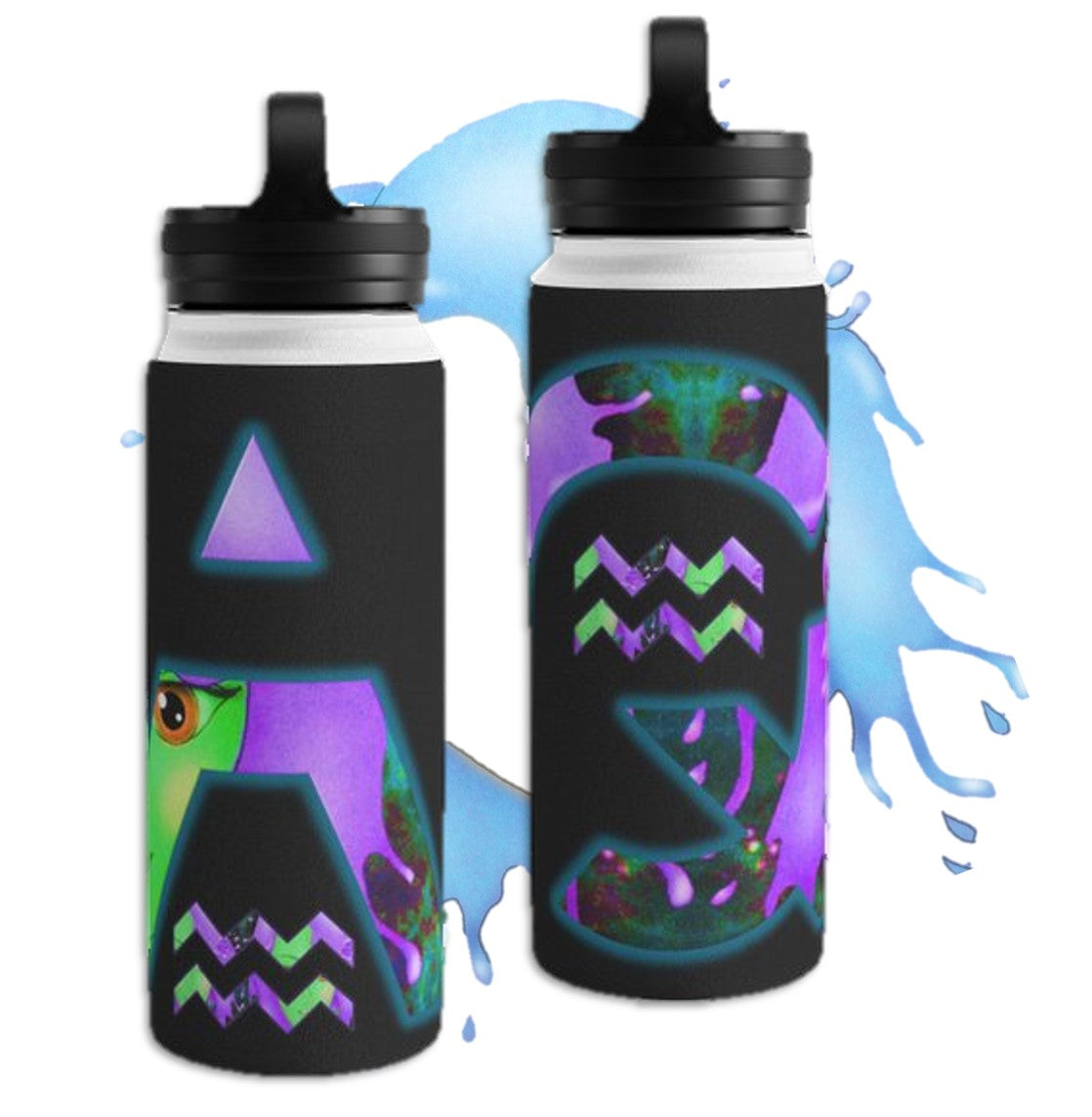 Unique Stainless Steel Water Bottle for Aquarius . Personalized fitness gift for girlfriend. WickedYo